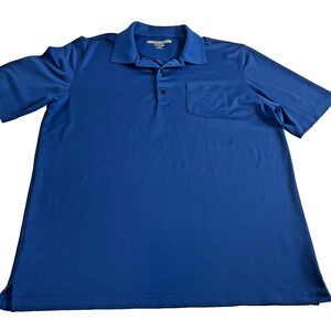 Greg Norman Golf Polo Shirt Mens L Blue Shark Logo